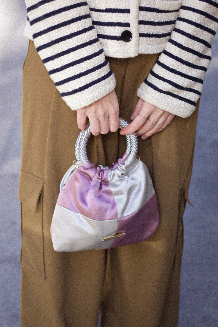 Mini-Prado Patchwork · Malva y gris