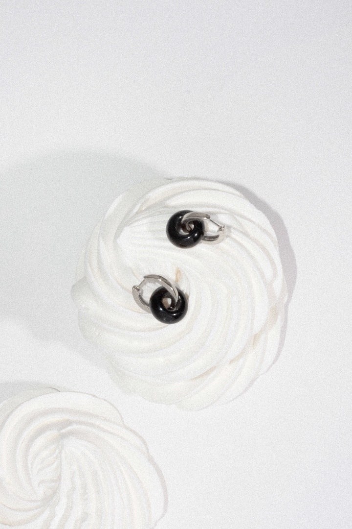 Aros Obsidiana · Plata