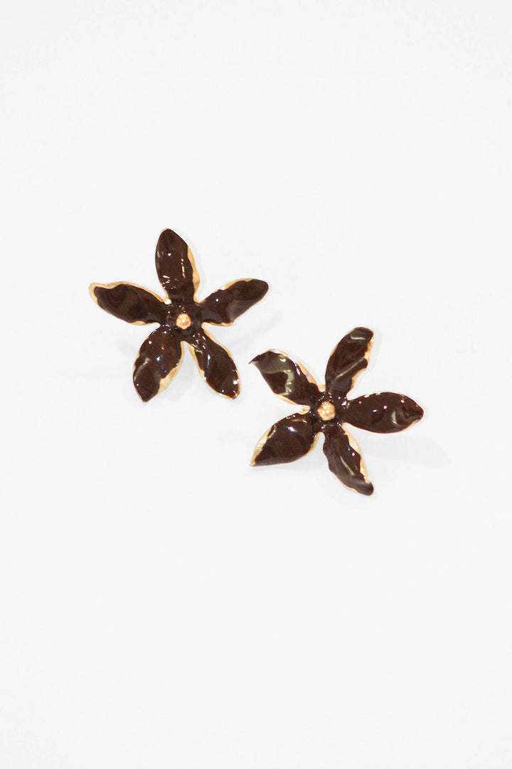 Pendientes Flor · esmalte Chocolate