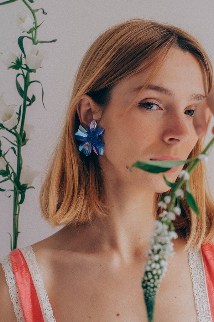 Pendientes Caribe · Lila Transparente