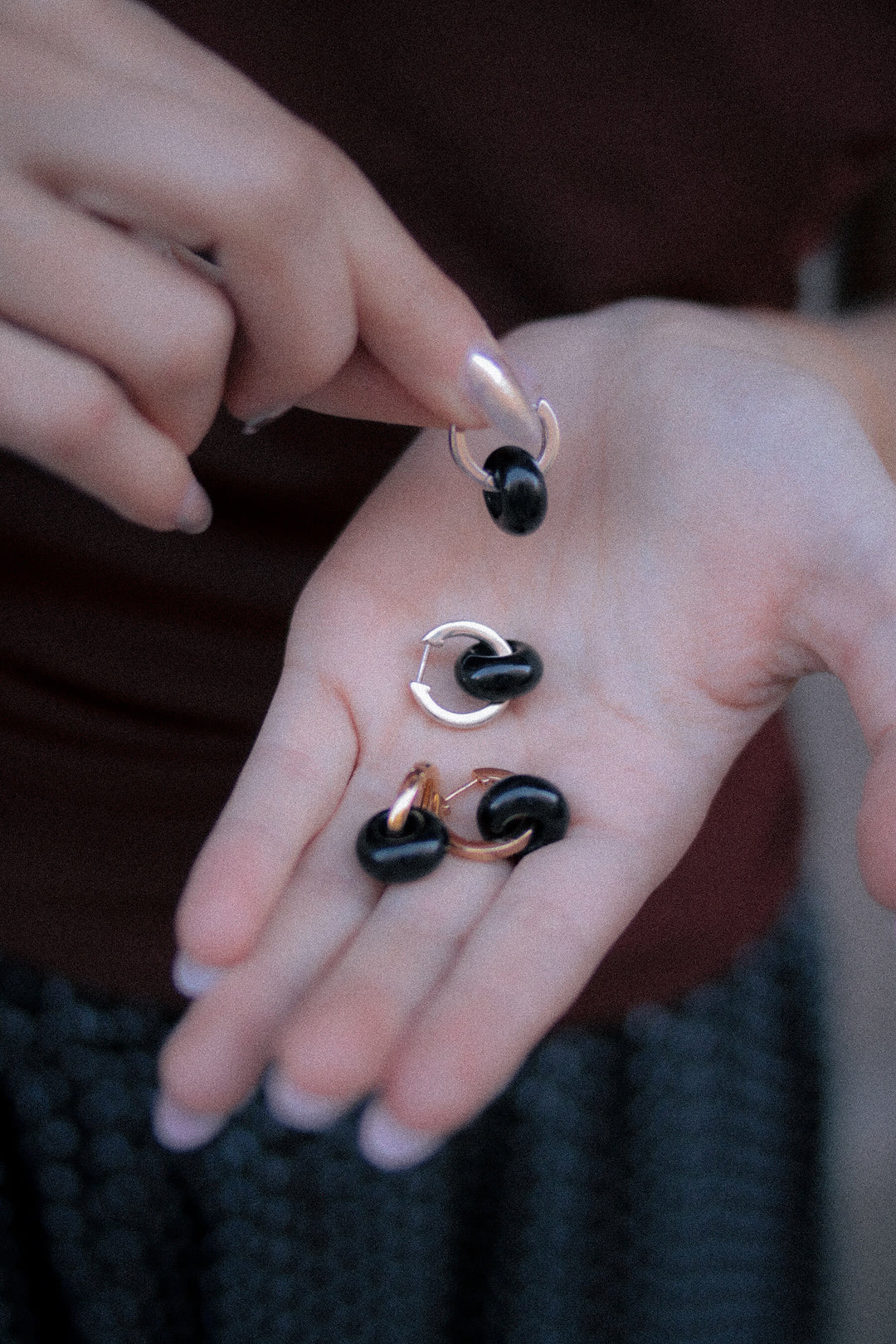 Aros Obsidiana · Plata