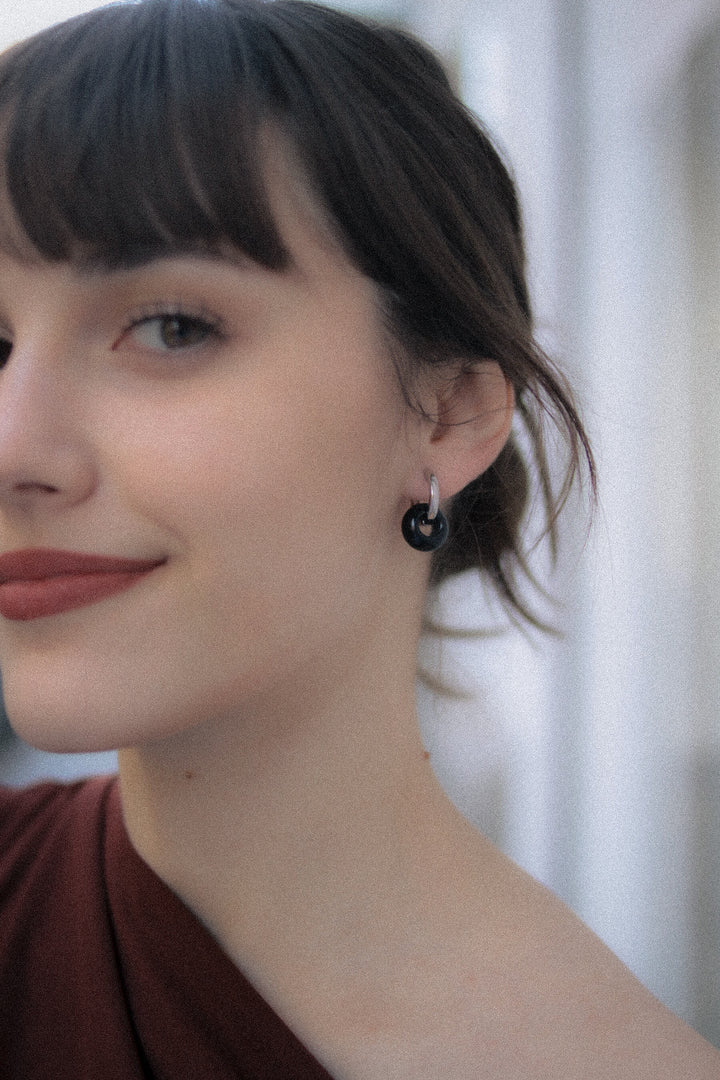 Aros Obsidiana · Plata