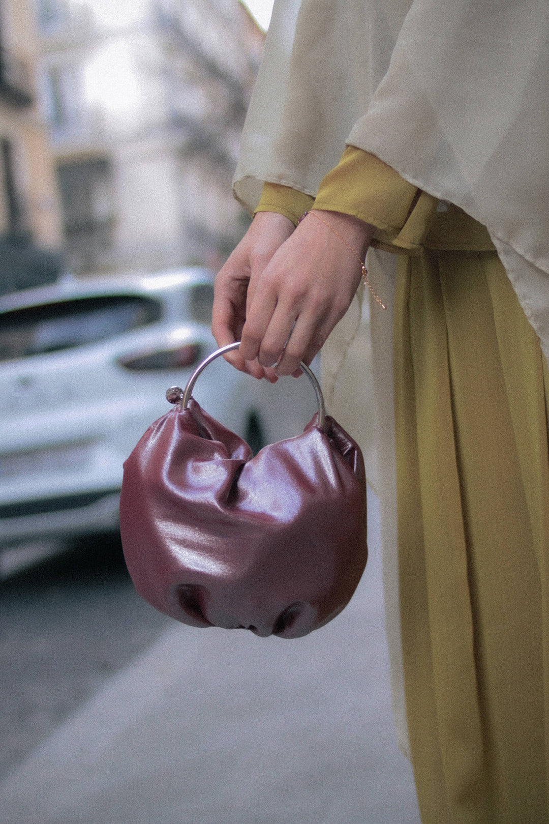 Bolso Sofía · Granate metalizado