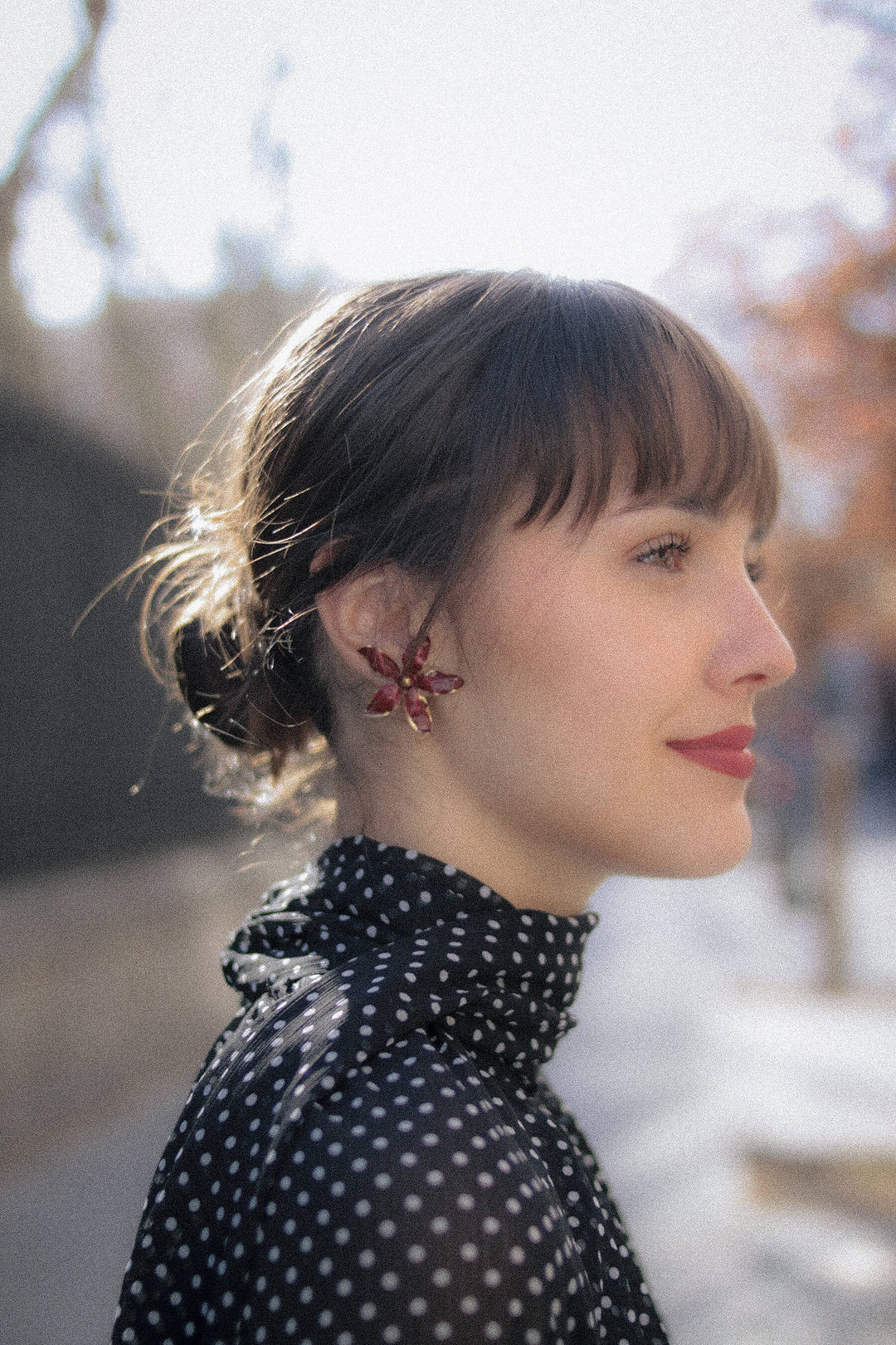 Pendientes Flor · esmalte Granate