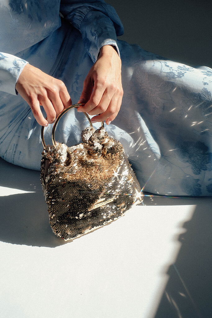 Bolso Mini-Prado GLAM · Lentejuelas Doradas