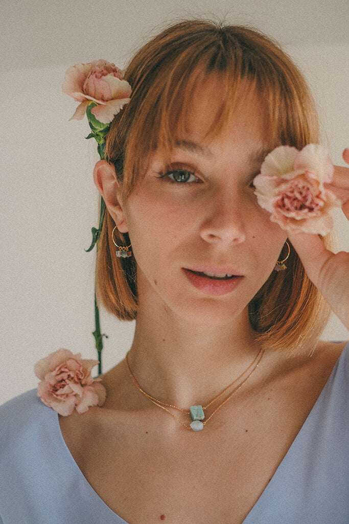 Collar Gem · Calcedonia Azul