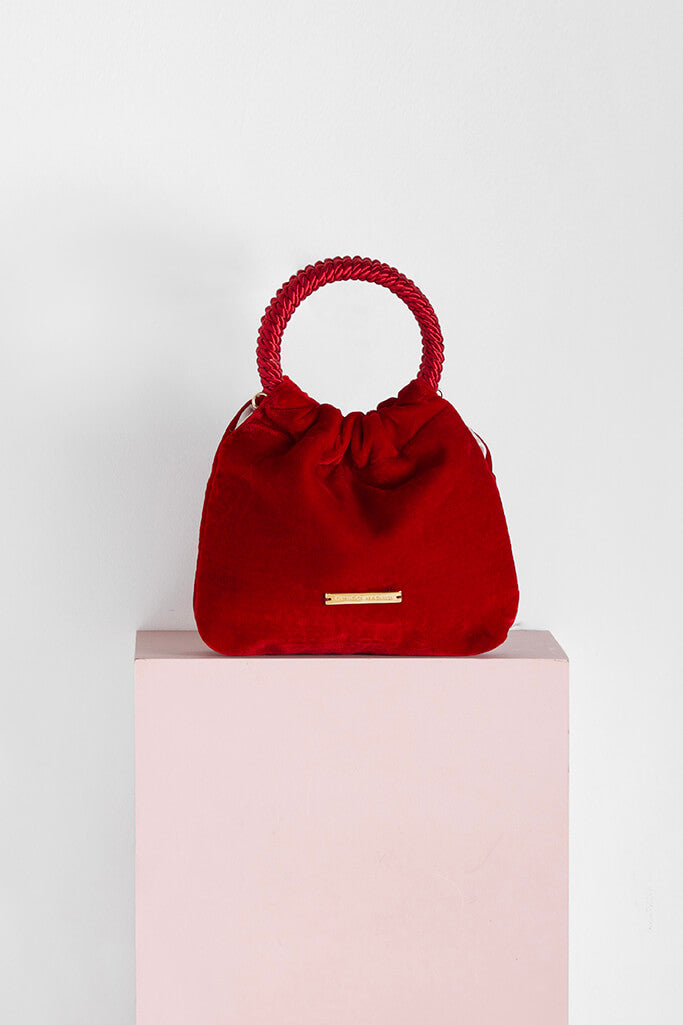 Bolso Mini-Prado · Terciopelo Rojo oscuro