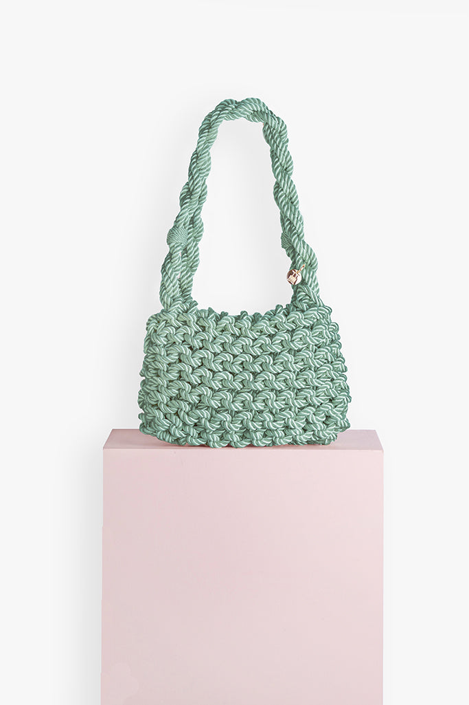 Bolso de cordón trenzado Concha · Menta