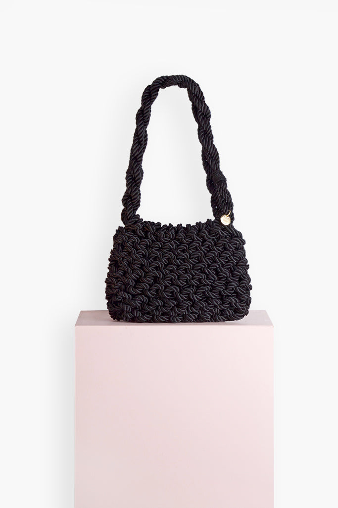 Bolso de cordón trenzado Concha · Negro