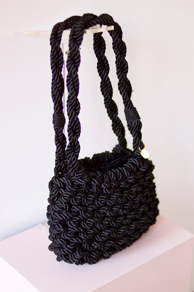 Bolso de cordón trenzado Concha · Negro