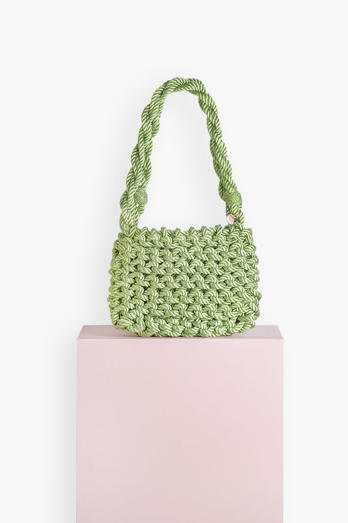 Bolso de cordón trenzado Concha · Verde Pistacho