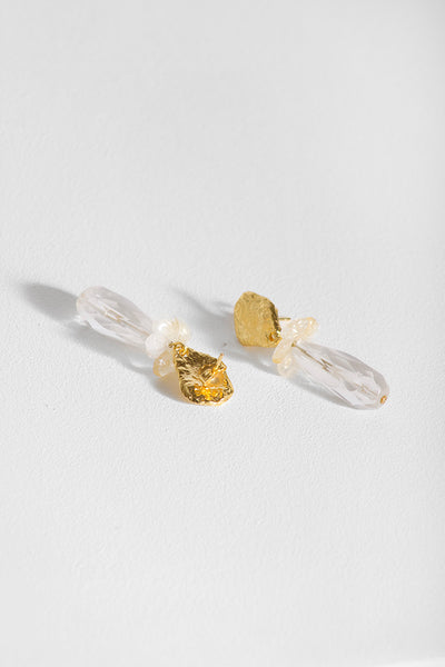 Pendientes Mimosa · Cuarzo citrino & Cristal de roca